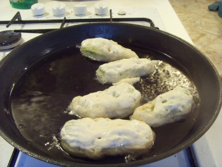 Mixed fritters cooking